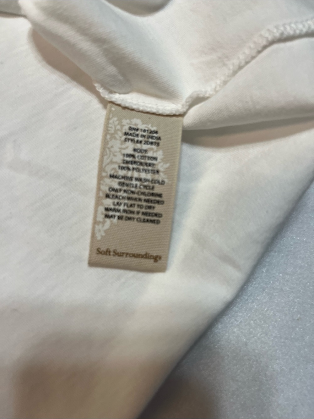 Soft Surroundings White Tee with Teal Logo - Picture 5 of 8